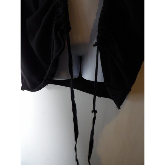 Vivian Shyu Black Cardigan Sweatshirt Medium Cinch Hem Open Tie Minimalist READ - Picture 15 of 16